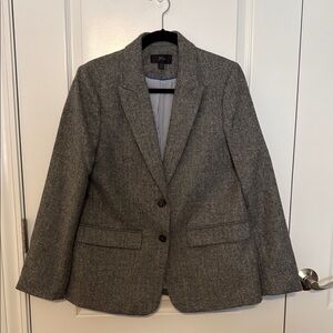 J. Crew Gray Wool-Blend Blazer with Notched Lapels